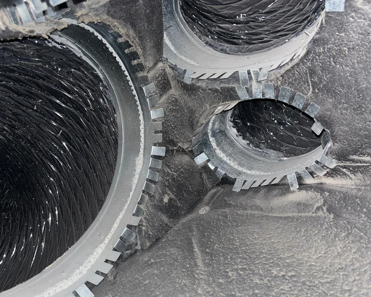 Plenum takeoffs photographed in detail at the air handler